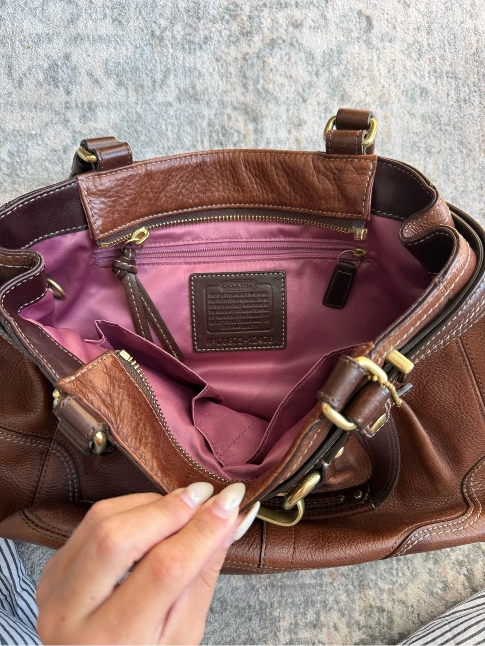 Coach Brown Leather Tote with Gold-Tone Horsebit